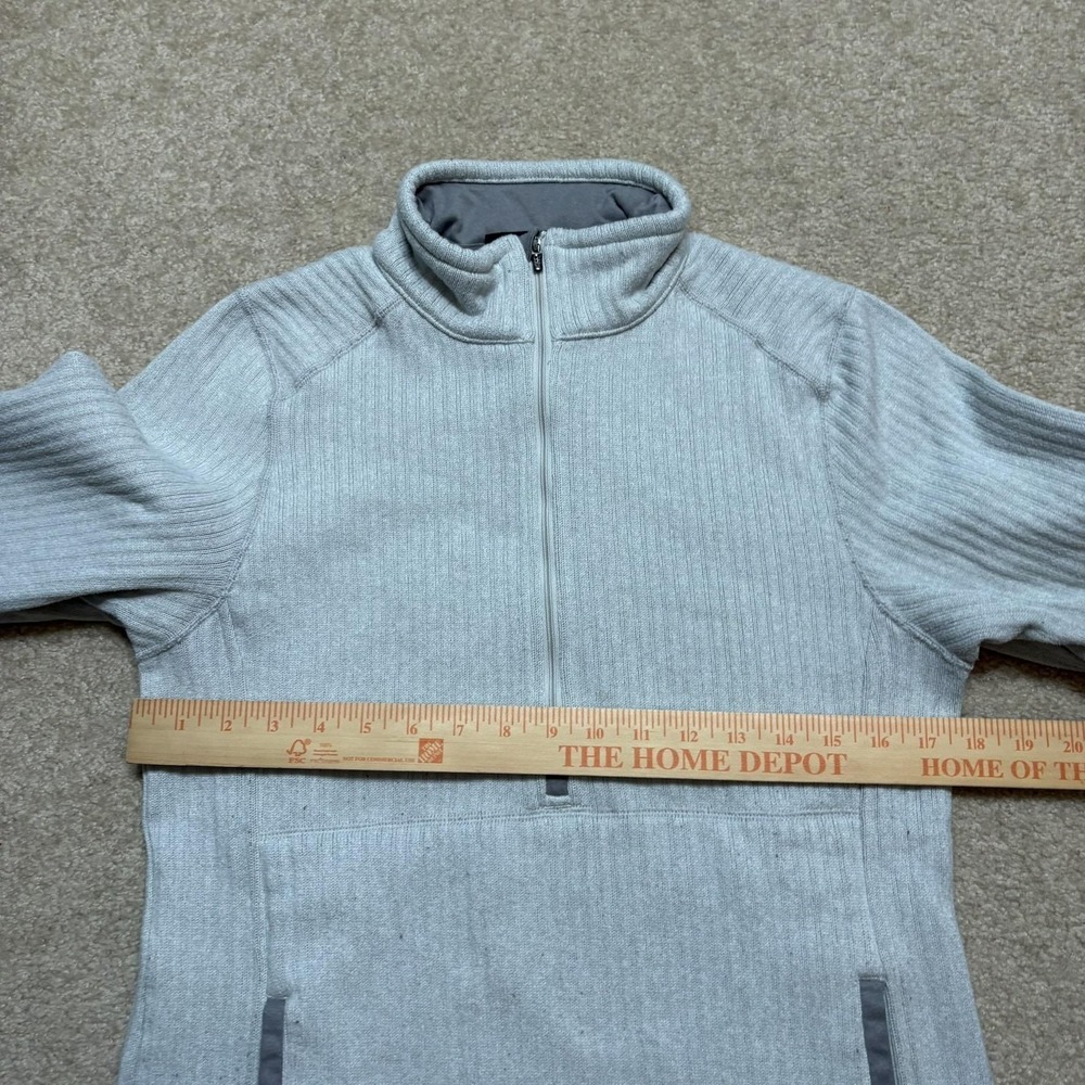 Patagonia Sweater Fleece Pullover Womens Large Gray 1/4 Zip Marsupial Stripe Rib - Picture 7 of 11